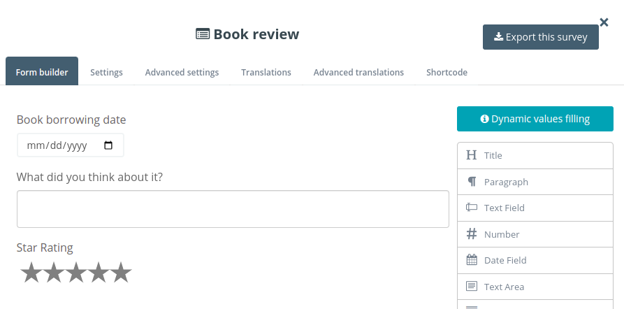 Second survey for reviewing a book