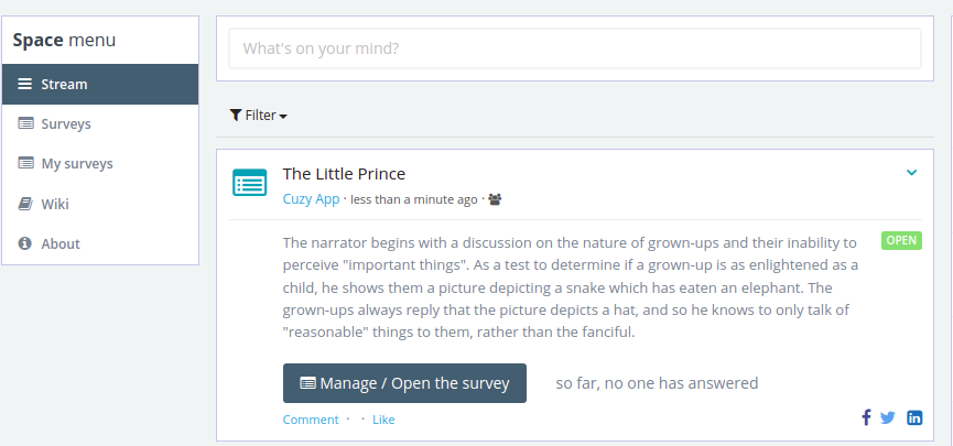 Review survey created automatically for the new book